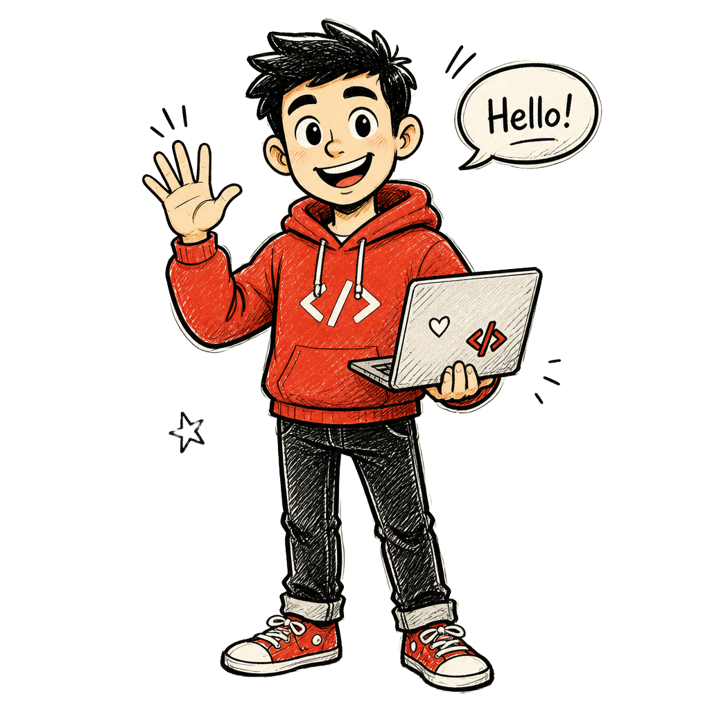 Cartoon illustration of Leela waving hello with a laptop